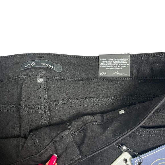 Az Denim Flare Jeans Black Stretch Bell Bottom Comfort 20W Slimming Curvy Boot - Picture 5 of 10